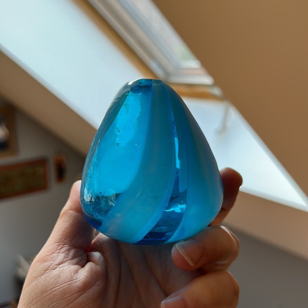 Hand Made Blue Swirls Bud Vase - Picture 5 of 8
